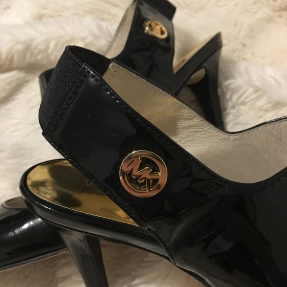 Michael Kors Sivian Sling Black patent Heels 6.5 - Picture 3 of 8